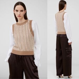 NWT Anthropologie French Connection Moma Vest Sweater 2 in 1 long sleeve Shirt